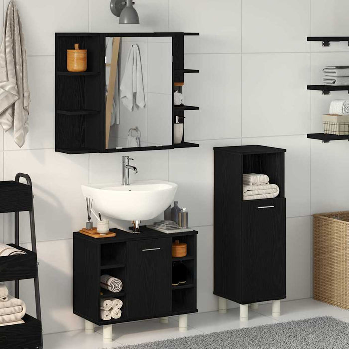 Set de mobilier pentru baie 3 pcs Negru 30 x 30 x 99,5 cm - WALTI WALTI