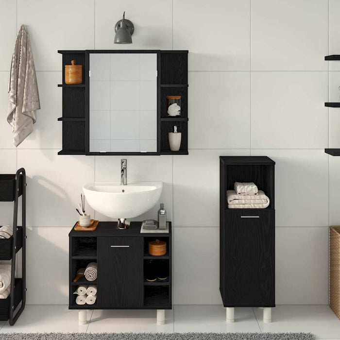 Set de mobilier pentru baie 3 pcs Negru 30 x 30 x 99,5 cm - WALTI WALTI