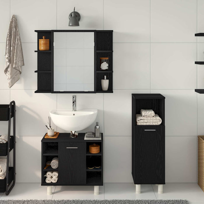Set de mobilier pentru baie 3 pcs Negru 30 x 30 x 99,5 cm - WALTI WALTI