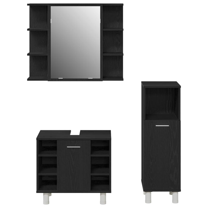 Set de mobilier pentru baie 3 pcs Negru 30 x 30 x 99,5 cm - WALTI WALTI