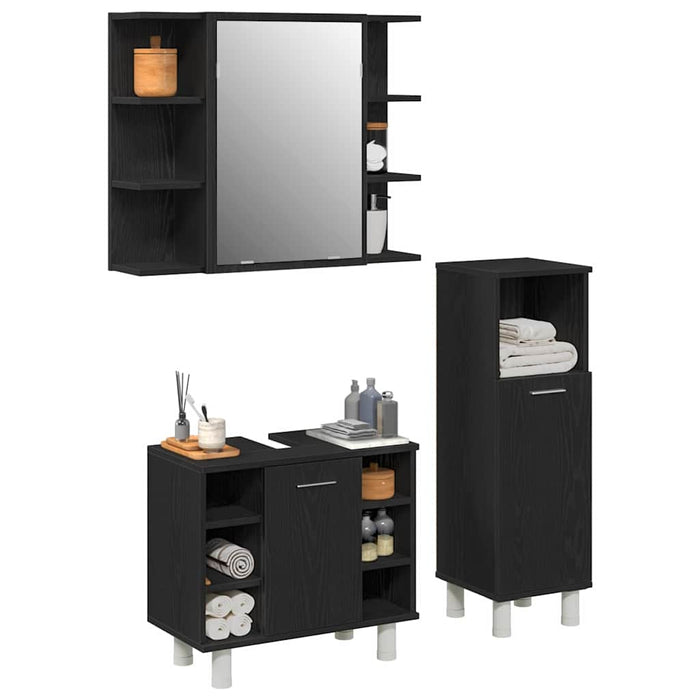 Set de mobilier pentru baie 3 pcs Negru 30 x 30 x 99,5 cm - WALTI WALTI