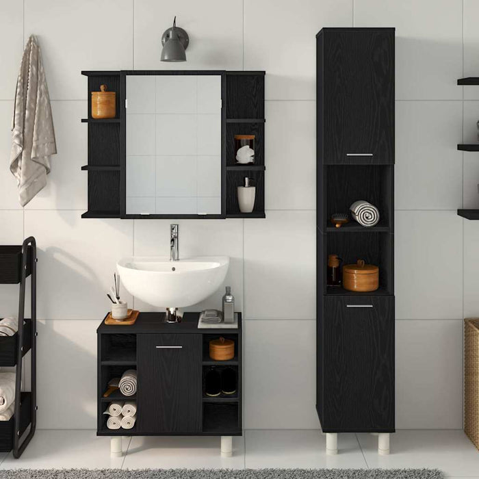 Set de mobilier pentru baie 3 pcs Negru 30 x 30 x 179,5 cm - WALTI WALTI