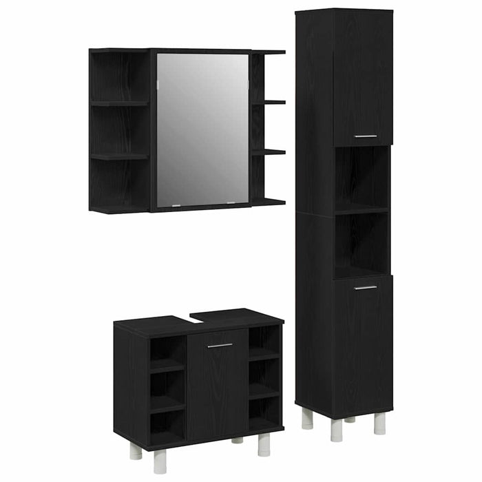 Set de mobilier pentru baie 3 pcs Negru 30 x 30 x 179,5 cm - WALTI WALTI