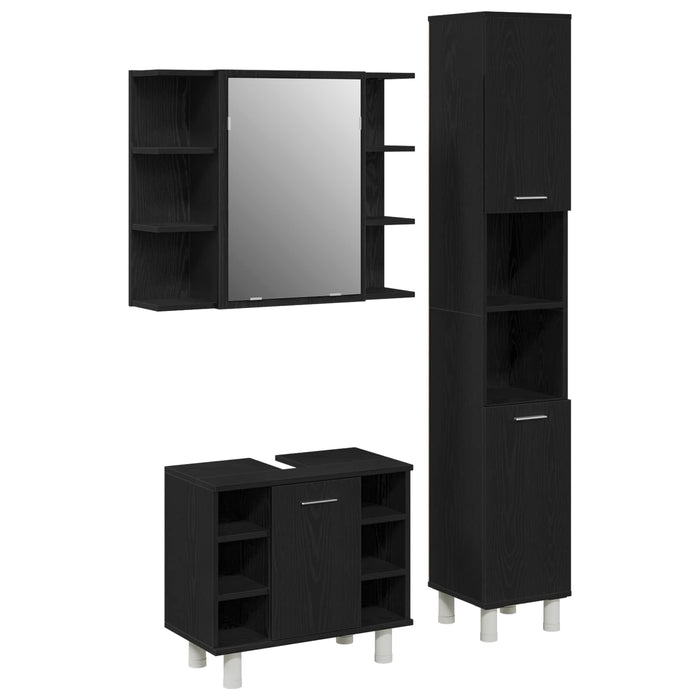 Set de mobilier pentru baie 3 pcs Negru 30 x 30 x 179,5 cm - WALTI WALTI