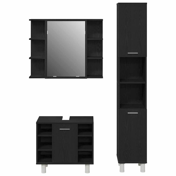 Set de mobilier pentru baie 3 pcs Negru 30 x 30 x 179,5 cm - WALTI WALTI