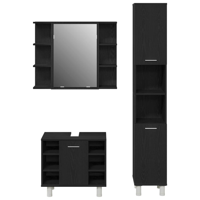 Set de mobilier pentru baie 3 pcs Negru 30 x 30 x 179,5 cm - WALTI WALTI