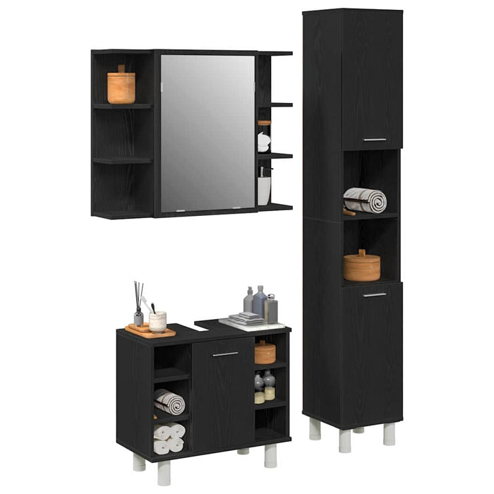 Set de mobilier pentru baie 3 pcs Negru 30 x 30 x 179,5 cm - WALTI WALTI