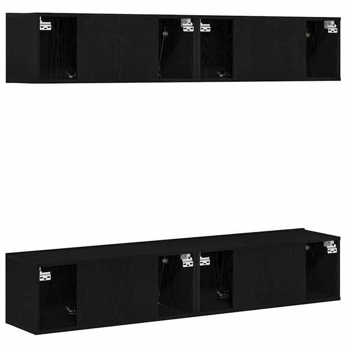 Set comodă TV 4 pcs Stejar Negru 80 x 30 x 30 cm Lemn compozit - WALTI WALTI