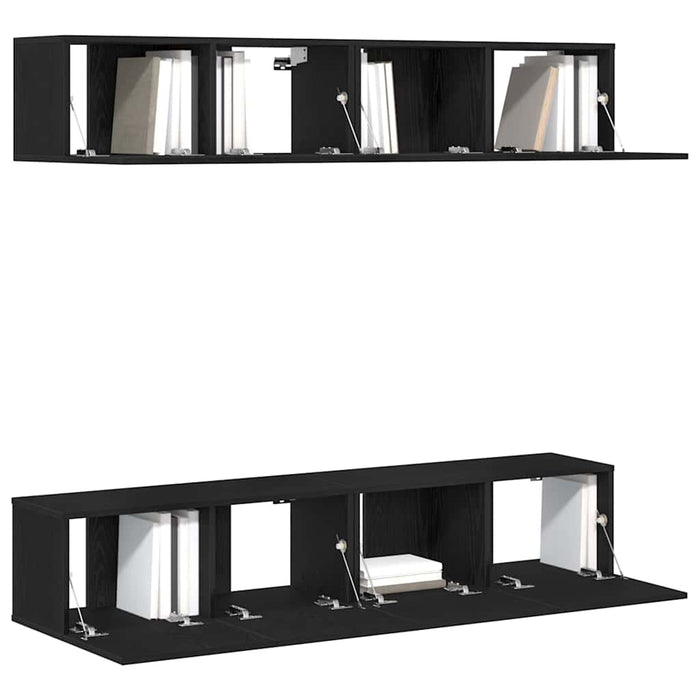 Set comodă TV 4 pcs Stejar Negru 80 x 30 x 30 cm Lemn compozit - WALTI WALTI