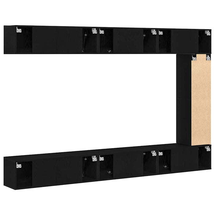Set comodă TV Pe perete 9 pcs Stejar Negru Lemn compozit - WALTI WALTI