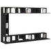 Set comodă TV Pe perete 9 pcs Stejar Negru Lemn compozit - WALTI WALTI