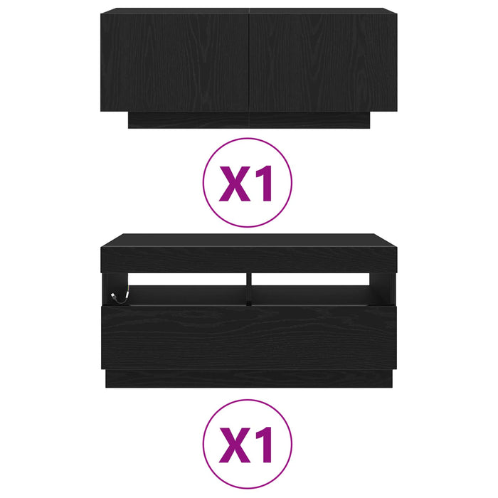 Set comodă TV 2 pcs Negru 180 x 35 x 40 cm Lemn compozit - WALTI WALTI