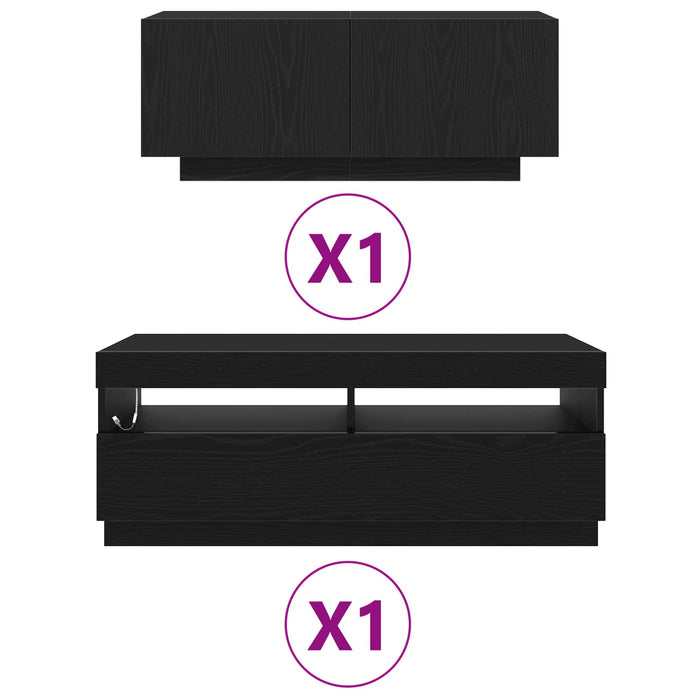 Set comodă TV 2 pcs Negru 200 x 35 x 40 cm Lemn compozit - WALTI WALTI