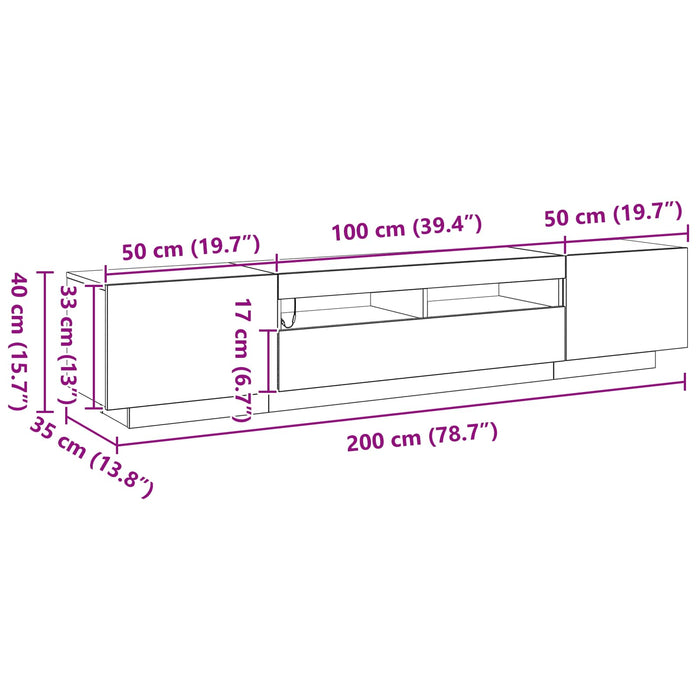 Set comodă TV 2 pcs Negru 200 x 35 x 40 cm Lemn compozit - WALTI WALTI
