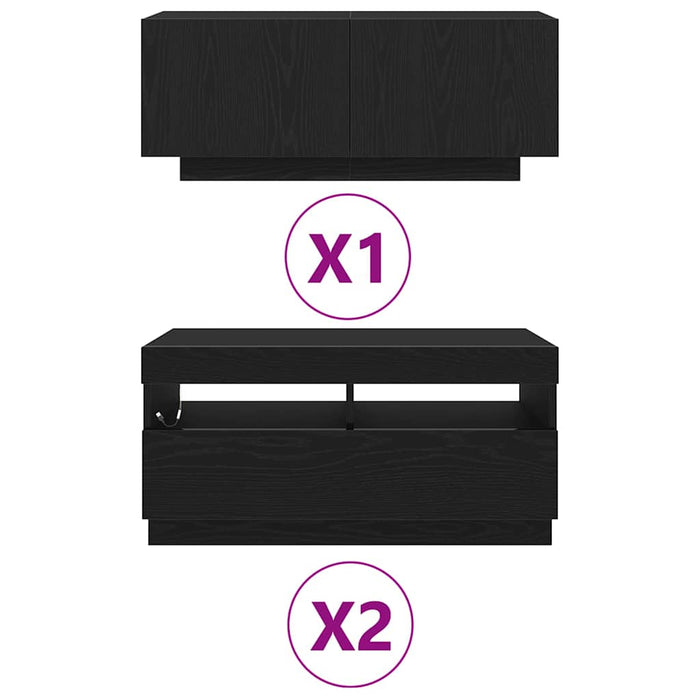 Set comodă TV 3 pcs Negru 260 x 35 x 40 cm Lemn compozit - WALTI WALTI