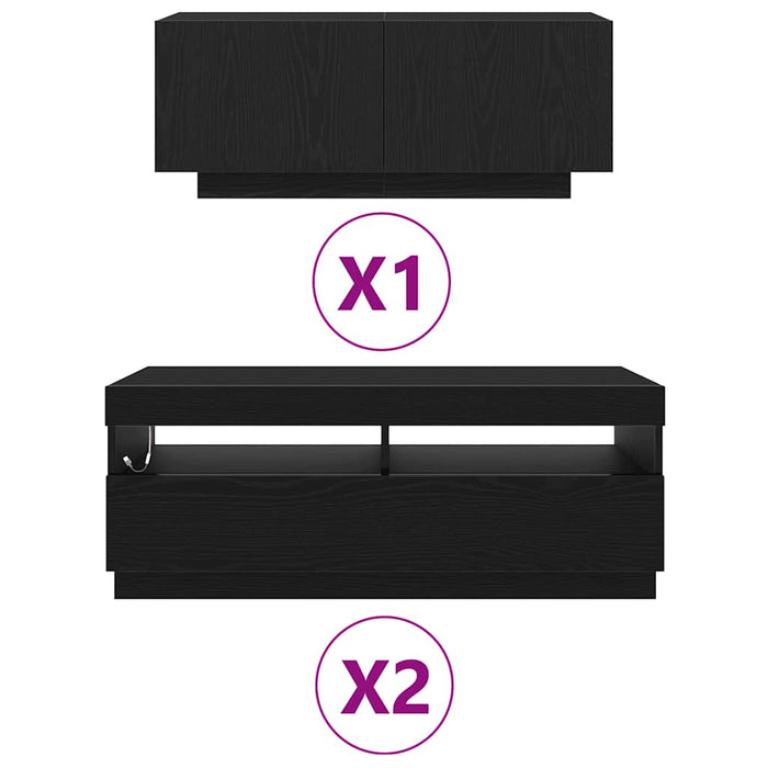 Set comodă TV 3 pcs Negru 300 x 35 x 40 cm Lemn compozit - WALTI WALTI