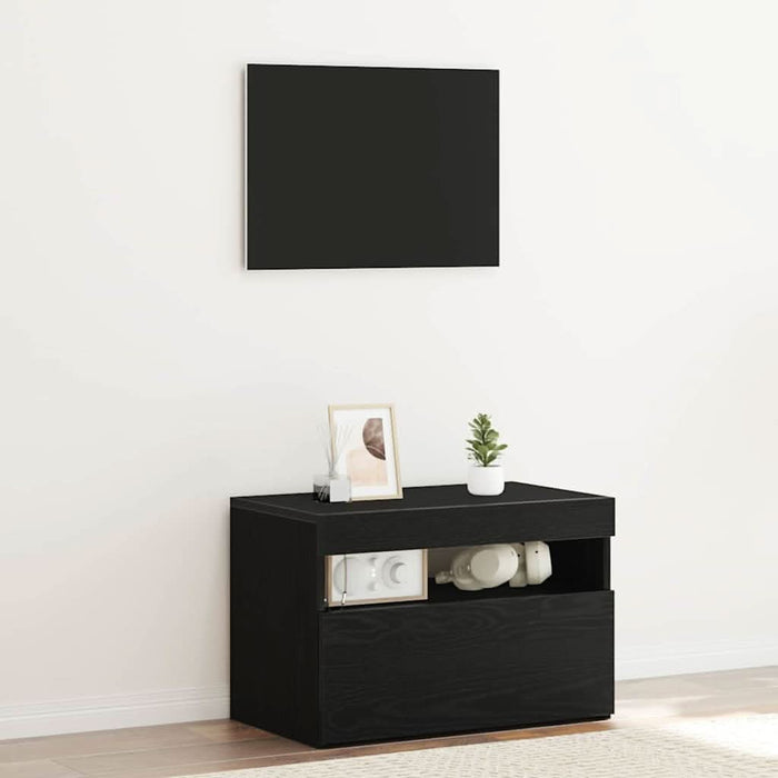 Dulap de noapte Stejar Negru 60 x 35 x 40 cm Lemn compozit - WALTI WALTI