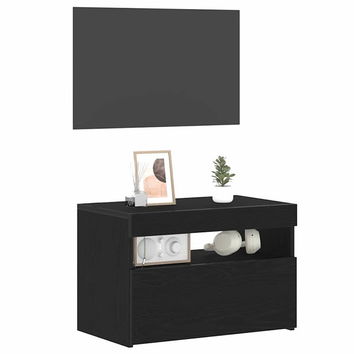 Dulap de noapte Stejar Negru 60 x 35 x 40 cm Lemn compozit - WALTI WALTI