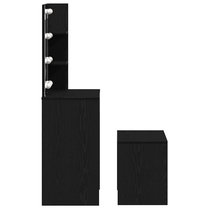 Set masă de machiaj cu LED 2 pcs Stejar Negru Lemn compozit - WALTI WALTI