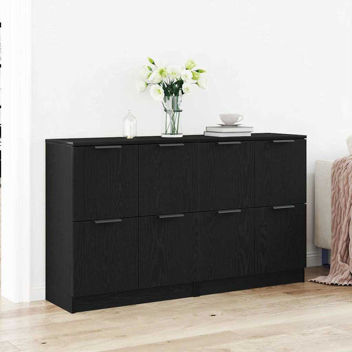 Bufet 2 pcs Stejar Negru 60 x 30 x 70 cm Lemn compozit - WALTI WALTI