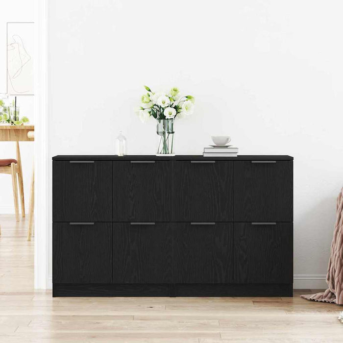 Bufet 2 pcs Stejar Negru 60 x 30 x 70 cm Lemn compozit - WALTI WALTI