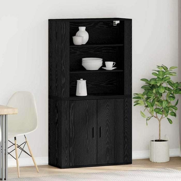 Bufet Stejar Negru 80 x 33 x 150 cm Lemn compozit - WALTI WALTI