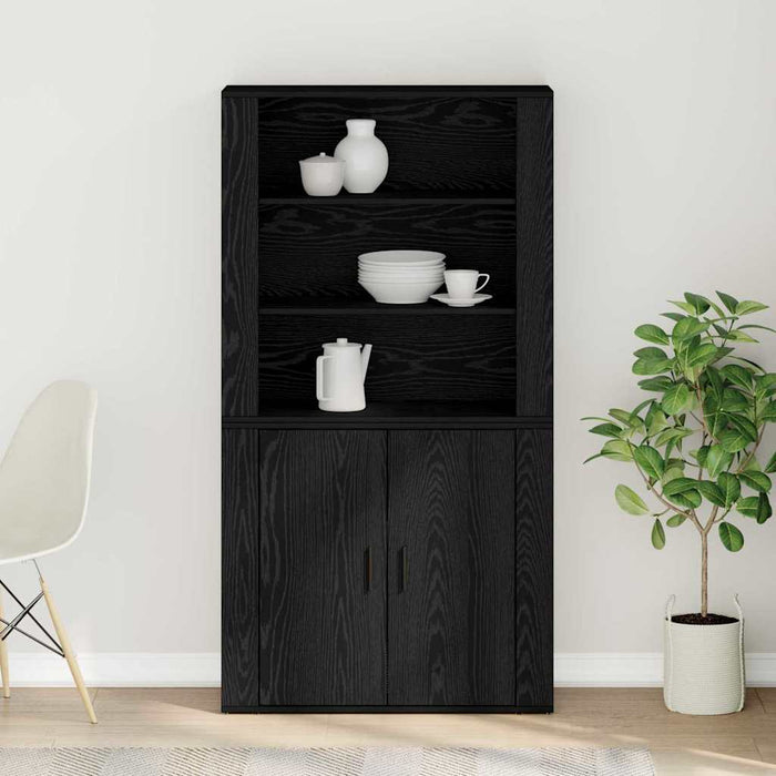 Bufet Stejar Negru 80 x 33 x 150 cm Lemn compozit - WALTI WALTI