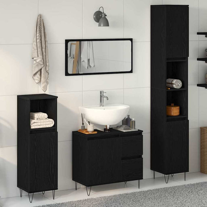 Set de mobilier pentru baie 3 buc. Stejar Negru - WALTI WALTI