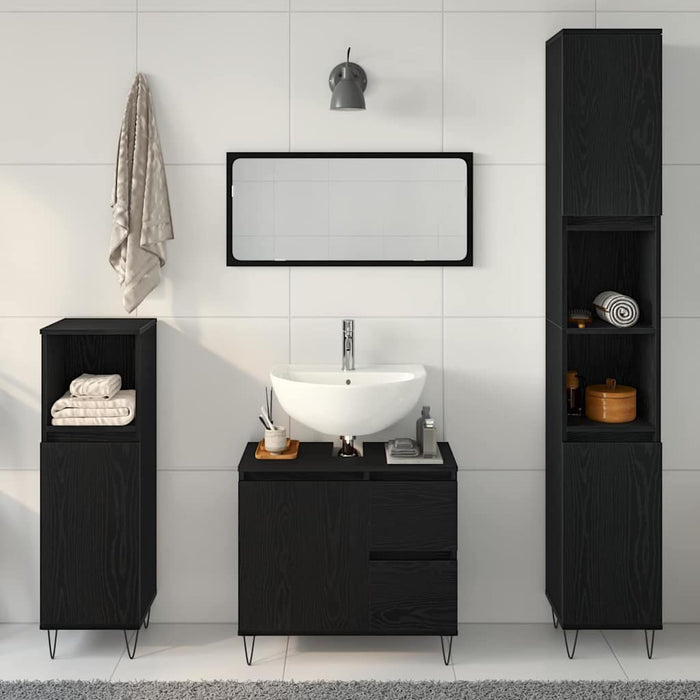 Set de mobilier pentru baie 3 buc. Stejar Negru - WALTI WALTI