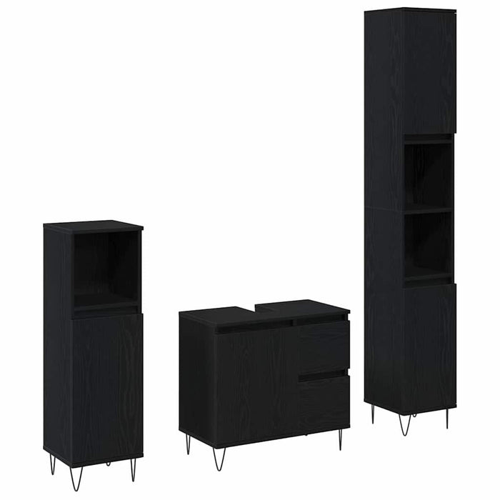 Set de mobilier pentru baie 3 buc. Stejar Negru - WALTI WALTI