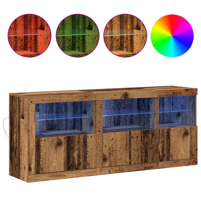 Bufet LED Lemn vechi 162 x 37 x 67 cm Lemn compozit - WALTI WALTI