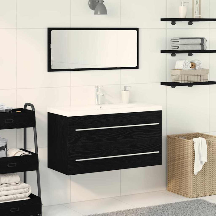 Dulap pentru Chiuveta de Baie cu sertar 3 pcs Stejar Negru WALTI