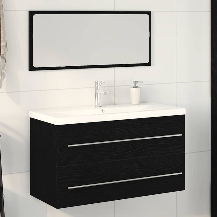 Dulap pentru Chiuveta de Baie cu sertar 3 pcs Stejar Negru WALTI