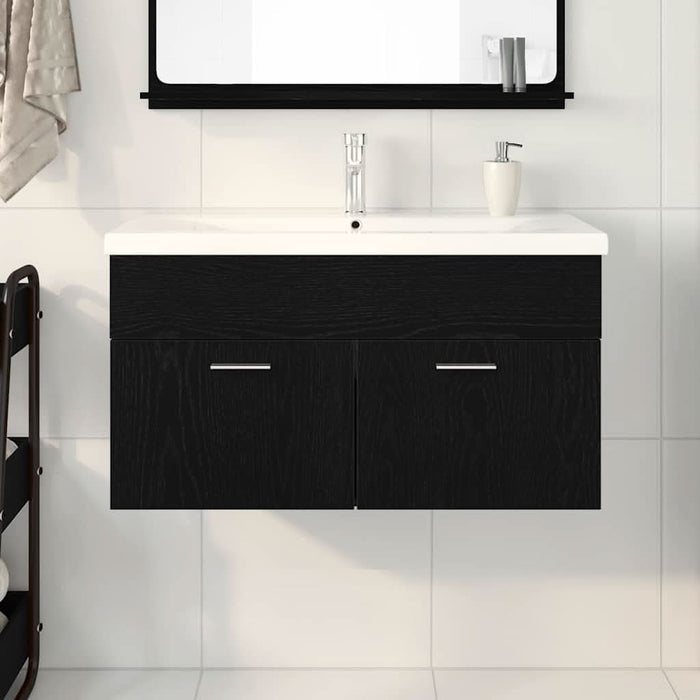 Dulap de chiuvetă Stejar Negru 90 x 38.5 x 46 cm Lemn compozit - WALTI WALTI