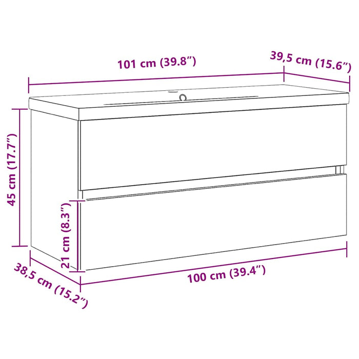Dulap cu Chiuvetă Stejar negru 100 x 39 x 62 cm Lemn compozit - WALTI WALTI