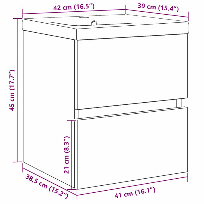 Dulap cu Chiuvetă Stejar negru 41 x 39 x 62 cm Lemn compozit - WALTI WALTI