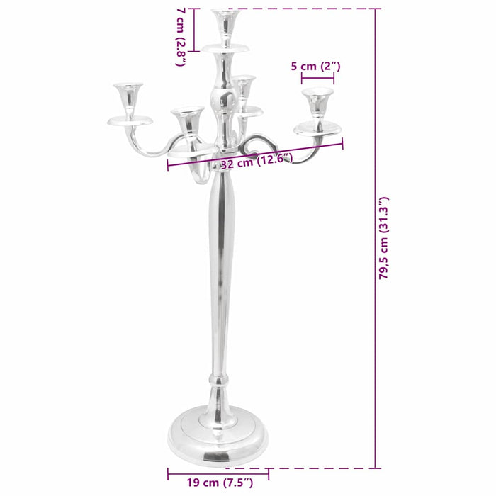 Suport pentru lumânări Argintiu 32 x 32 x 79,5 cm Aluminiu - WALTI WALTI