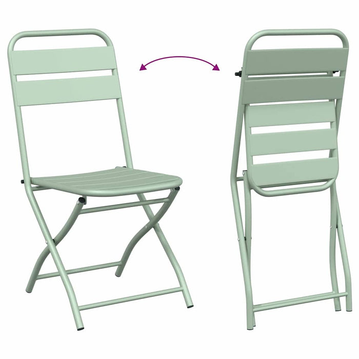 Scaun pliabil pentru grădină 2 pcs Verde 55 x 56.5 x 91cm Oțel - WALTI WALTI
