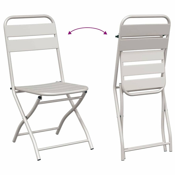 Scaun pliabil pentru grădină 2 pcs Bej 55 x 56.5 x 91cm Oțel - WALTI WALTI