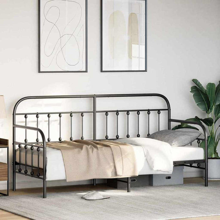 Cadru de pat de zi Negru 75 x 190 cm Oțel vopsit electrostatic - WALTI WALTI
