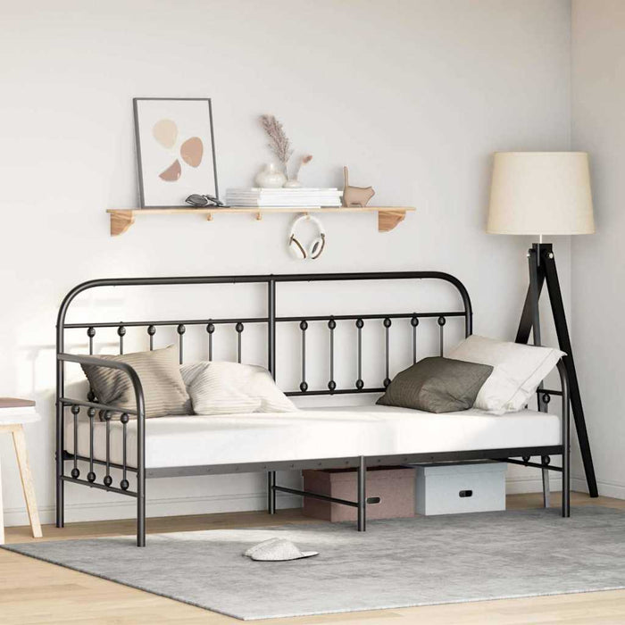 Cadru de pat de zi cu headboard Negru 80 x 200 cm Oțel - WALTI WALTI