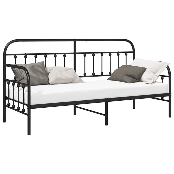 Cadru de pat de zi cu headboard Negru 80 x 200 cm Oțel - WALTI WALTI
