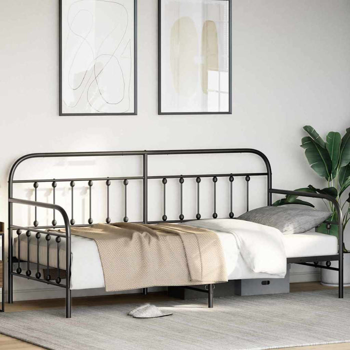 Cadru de pat de zi Negru 90 x 190 cm Oțel vopsit electrostatic - WALTI WALTI
