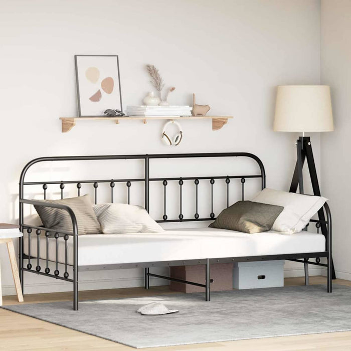 Cadru de pat de zi cu headboard Negru 90 x 200 cm Oțel - WALTI WALTI