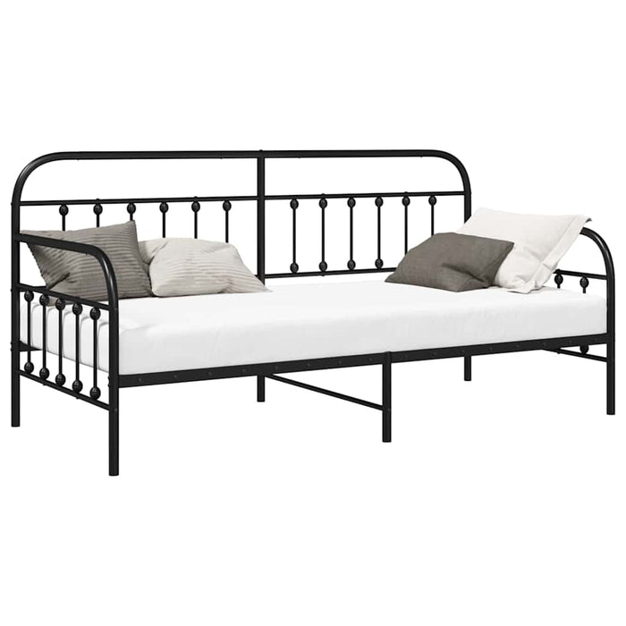 Cadru de pat de zi cu headboard Negru 90 x 200 cm Oțel - WALTI WALTI