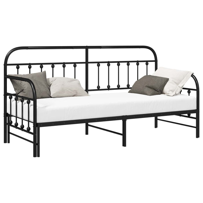 Cadru de pat de zi Negru 75 x 190 cm Oțel vopsit electrostatic WALTI