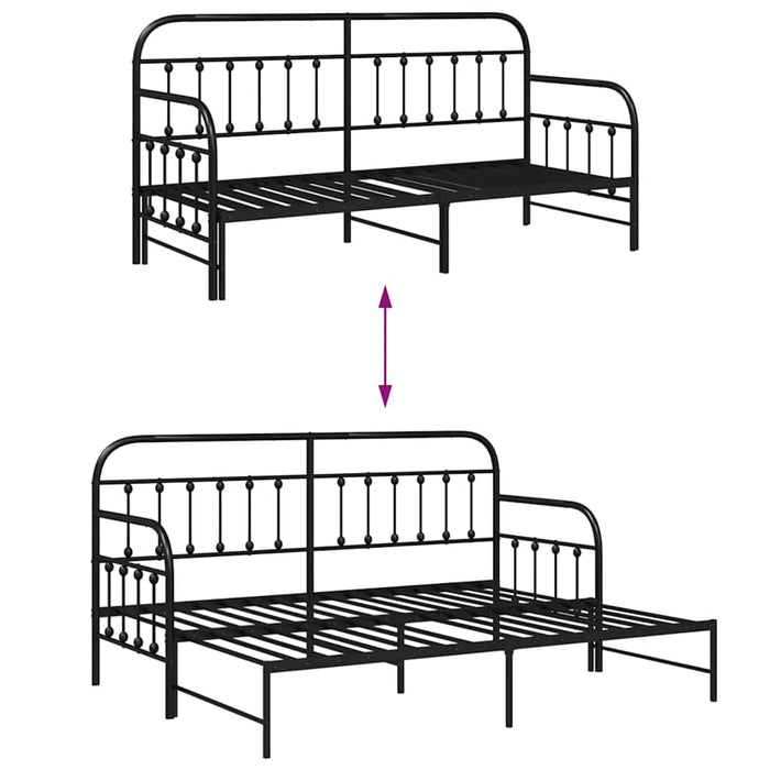 Cadru de pat de zi cu headboard Negru 80 x 200 cm Oțel - WALTI WALTI