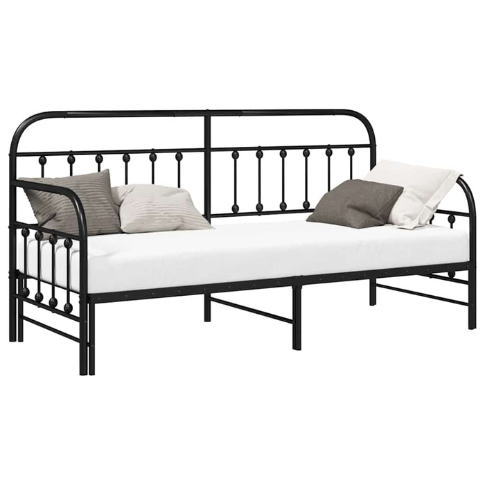 Cadru de pat de zi cu headboard Negru 80 x 200 cm Oțel - WALTI WALTI