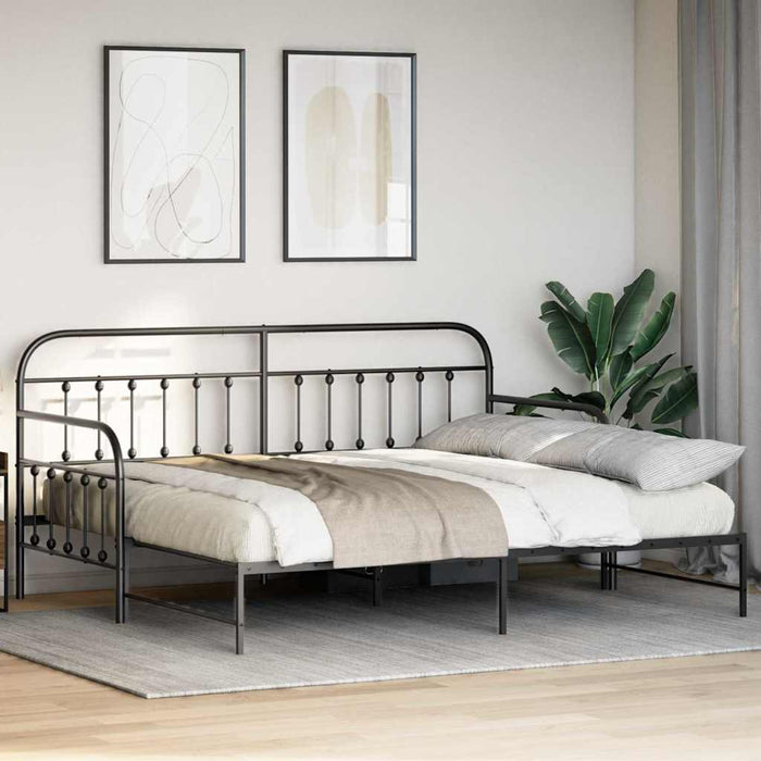 Cadru de pat de zi cu headboard Negru 90 x 200 cm Oțel - WALTI WALTI