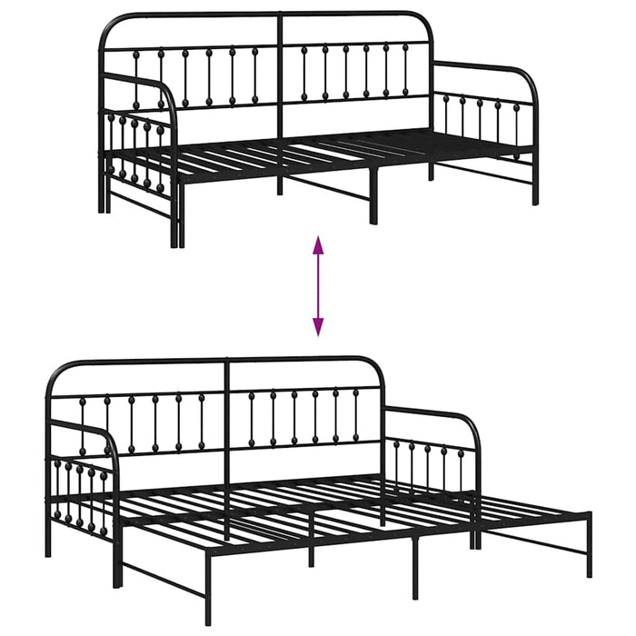 Cadru de pat de zi cu headboard Negru 90 x 200 cm Oțel - WALTI WALTI